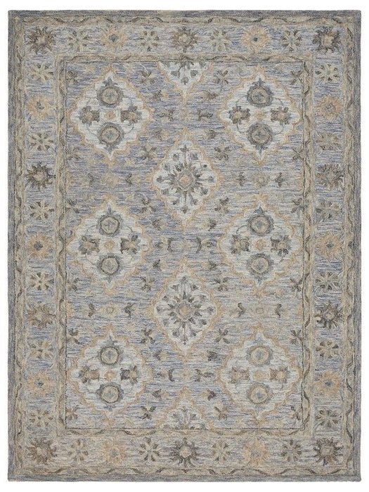 9' x 12' Traditional Area Rug - Blue And Tan