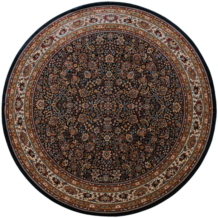 8' Oriental Round Rug - Blue And Red