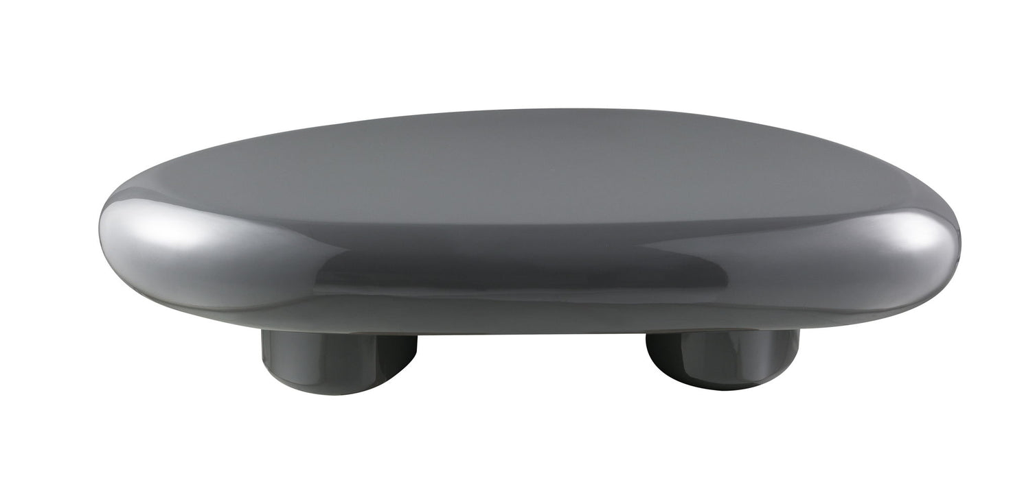 Wood Steel Oval Coffee Table - Gray / Steel