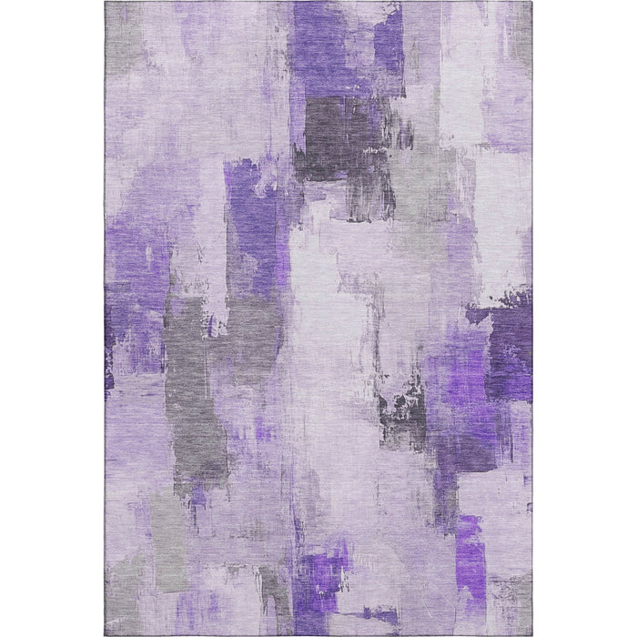 10' X 14' Abstract Washable Area Rug With UV Protection (709666) - Lavender / Gray / Ivory