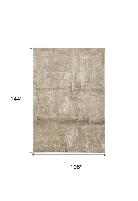 9' x 12' Abstract Viscose Area Rug - Tan Ivory And Brown