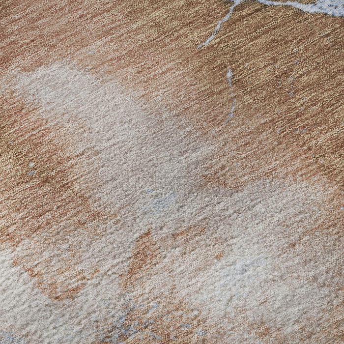 10' X 14' Abstract Washable Area Rug With UV Protection (701509) - Terra Cotta / Blue
