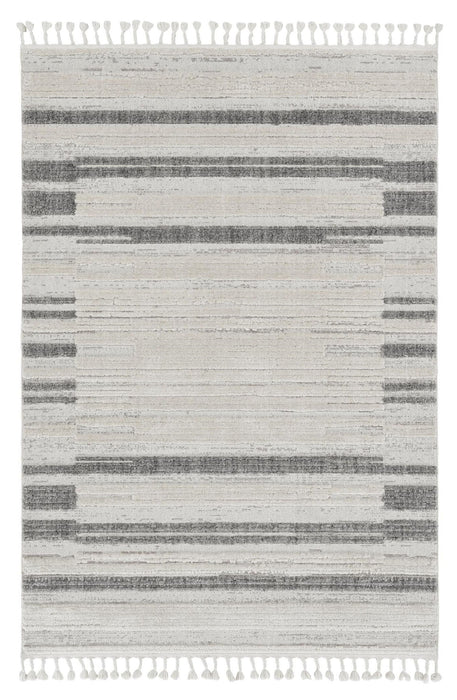 94" x 130" Polyester Rug - Ivory Gray