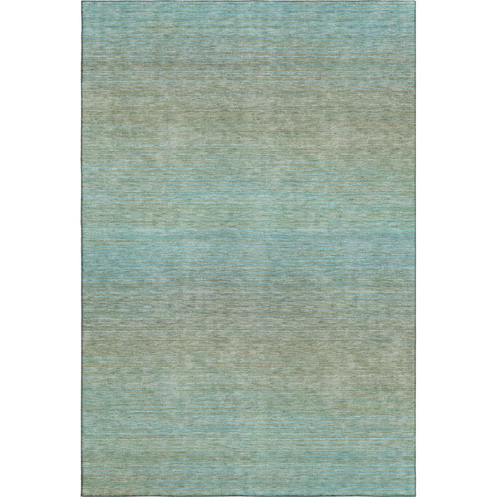 10' X 14' Striped Washable Area Rug With UV Protection (692793) - Teal / Taupe