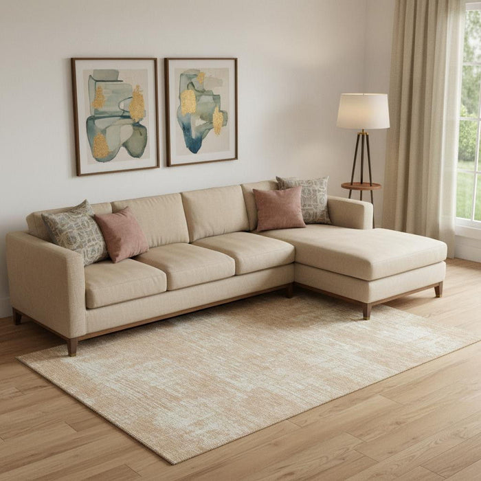 10' X 14' Abstract Washable Area Rug With UV Protection (667126) - Coral / Ivory