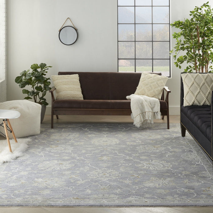 8' X 10' Floral Power Loom Area Rug - Gray / Ivory