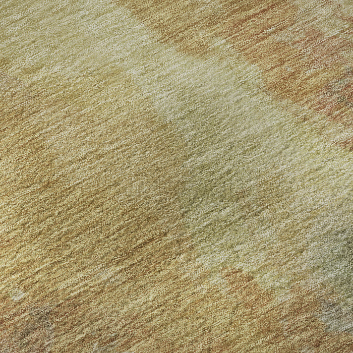 10' X 14' Abstract Washable Area Rug With UV Protection (695426) - Artichoke Green / Gold / Copper