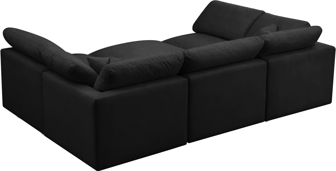 Plush - Velvet Standart Comfort Modular Sectional 6 Piece - Black - Modern & Contemporary