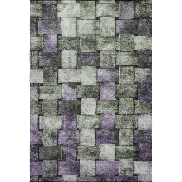 10' X 14' Striped Washable Area Rug With UV Protection (710238) - Sage / Lavender
