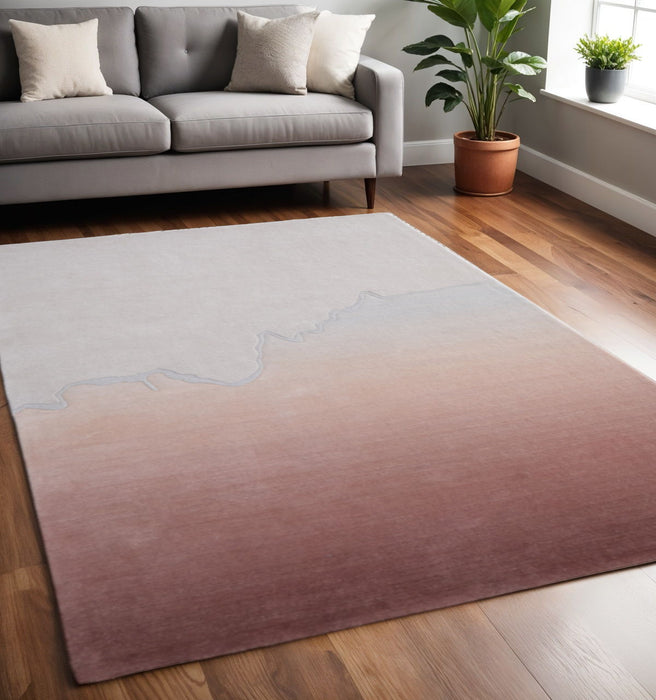 5' X 8' Ombre Hand Tufted Area Rug - Pink And Ivory