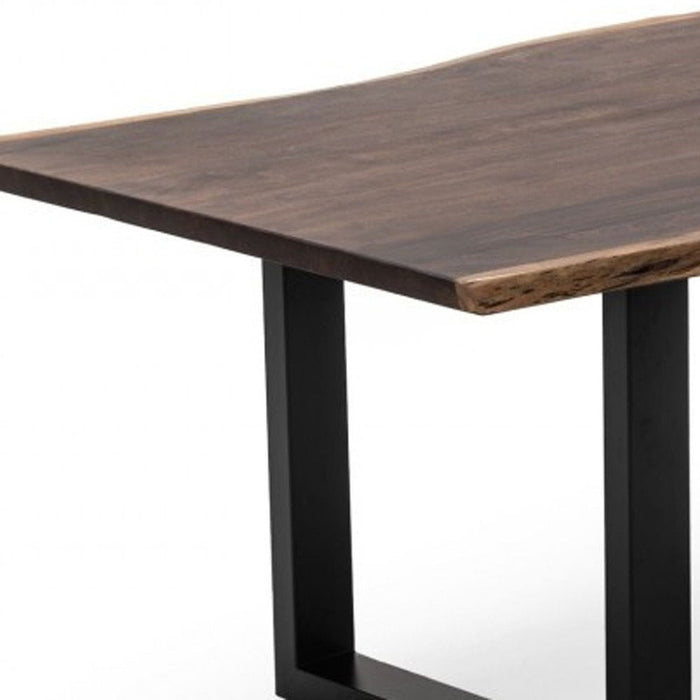 102" Solid Wood And Metal Sled Base Dining Table - Brown / Black