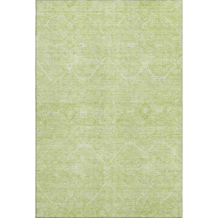 10' X 14' Floral Washable Area Rug With UV Protection (691764) - Mint Green / Ivory