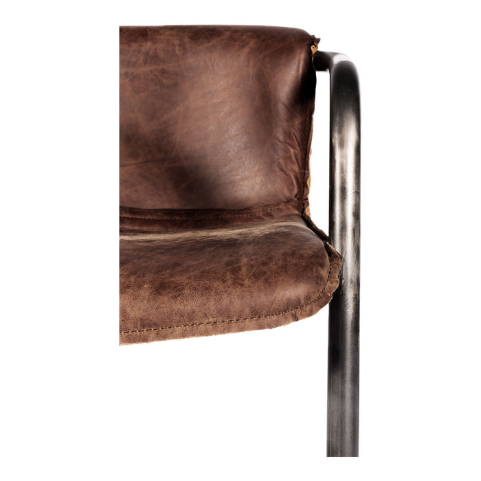 Leather Dining Arm Chairs (Set of 2) - Brown / Silver