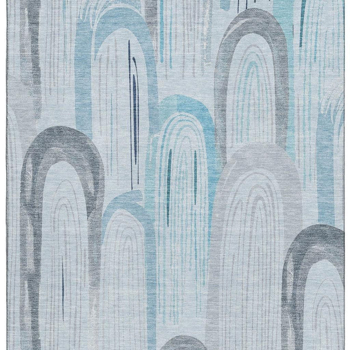 10' X 14' Geometric Washable Area Rug With UV Protection (694628) - Sky Blue / Gray / Silver