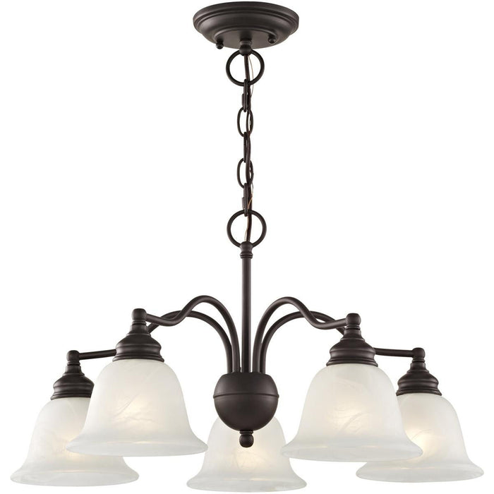Dimmable Five Light Chandelier With Shades - Bronze
