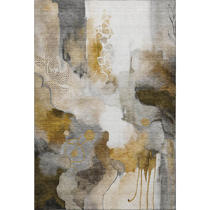 10' X 14' Abstract Washable Area Rug With UV Protection (714781) - Coffee / Ivory