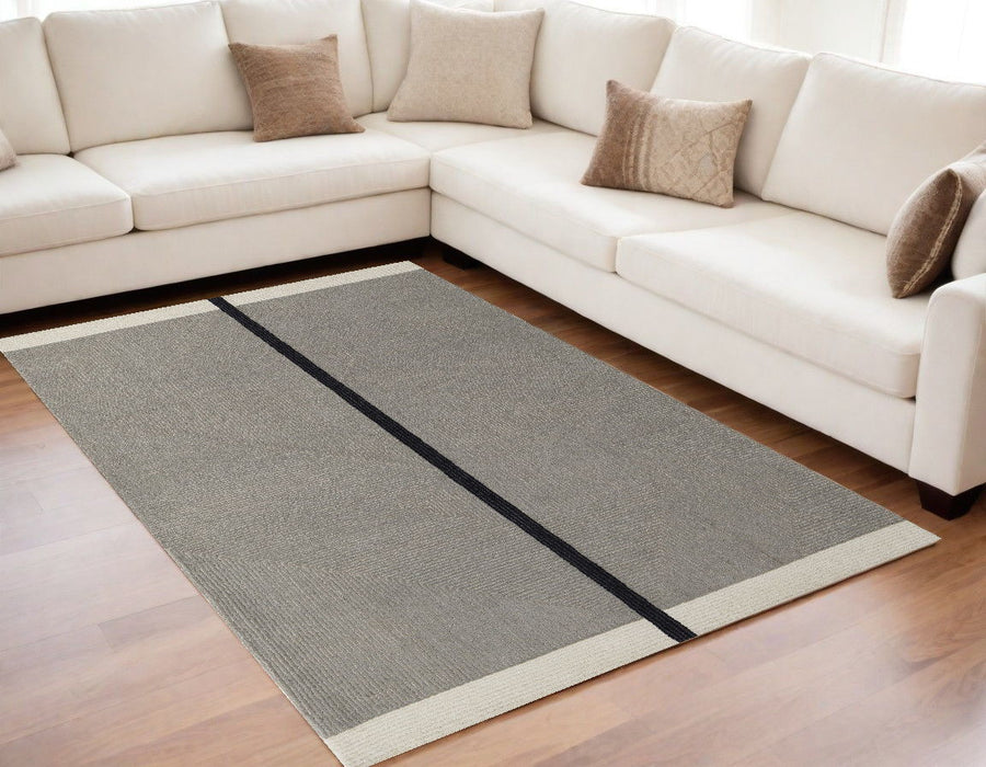 5' x 8' Abstract Geometric Hand Tufted Area Rug - Brown And Black