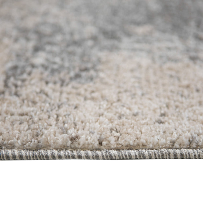 9' x 12' Abstract Power Loom Area Rug - Cream And Gray