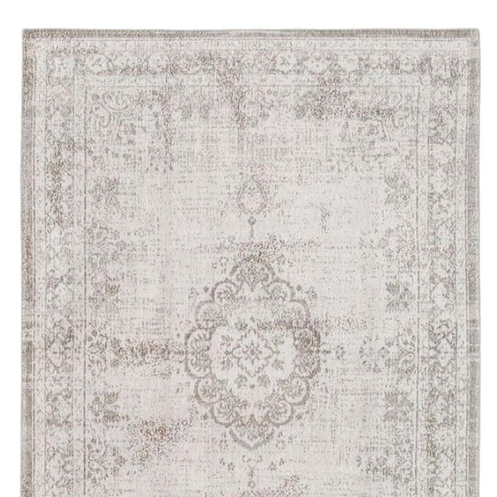 6' X 8' Medallion Washable Area Rug (548384) - Beige / White