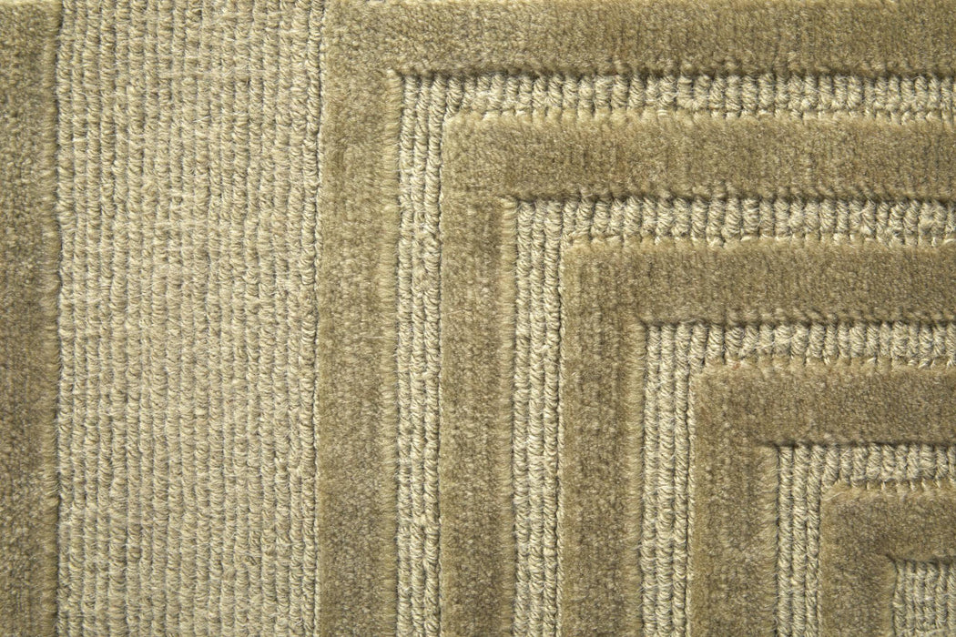 8' X 10' Wool Geometric Hand Knotted Area Rug (744255) - Green / Brown