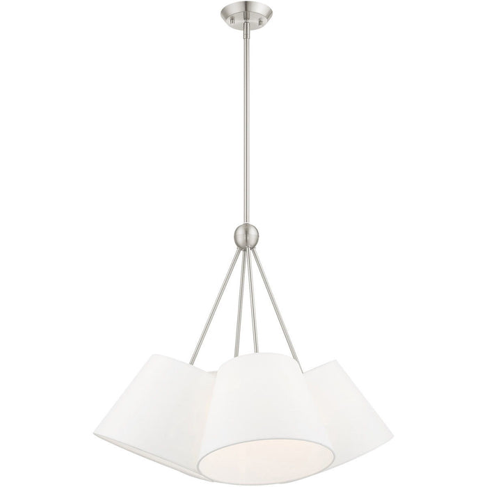 26'' Four Light Dimmable Chandelier With Shades - Nickel