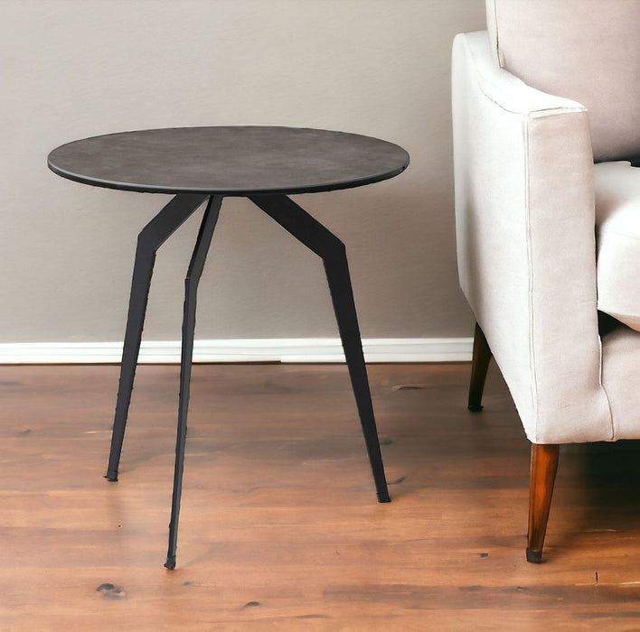 Ceramic Round End Table - Black And Gray