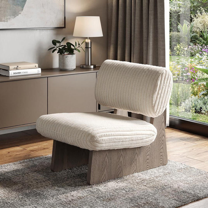 Faux Fur Manufactured Wood Lounge Chair - White / Ash Gray