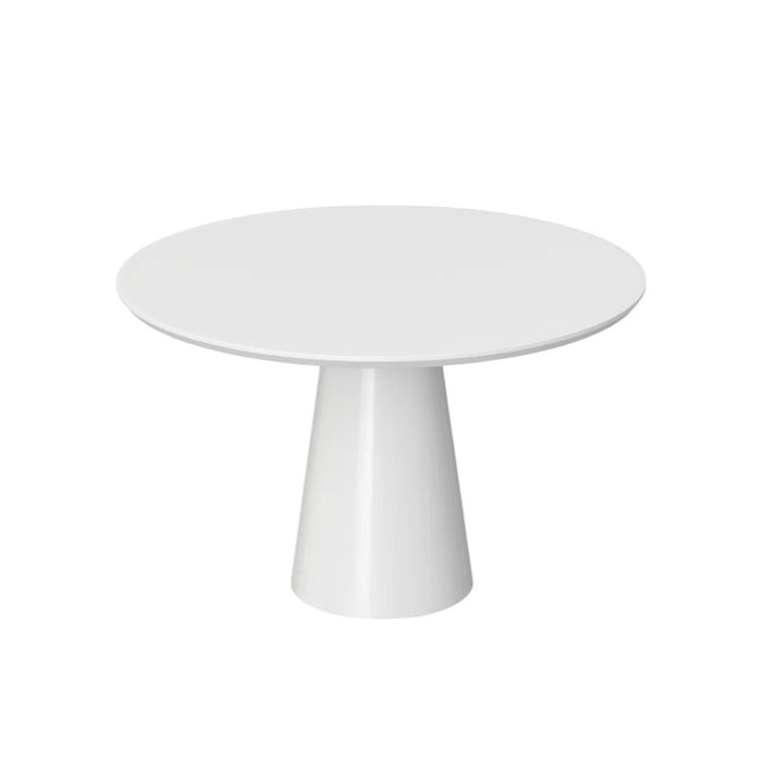 42" Wood And Metal Pedestal Base Round Top Dining Table - White
