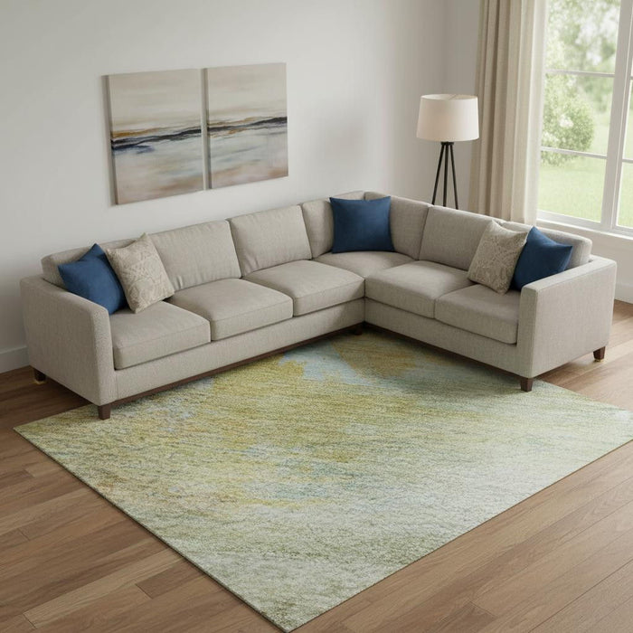 10' X 14' Abstract Washable Area Rug With UV Protection (715549) - Beige / Ivory