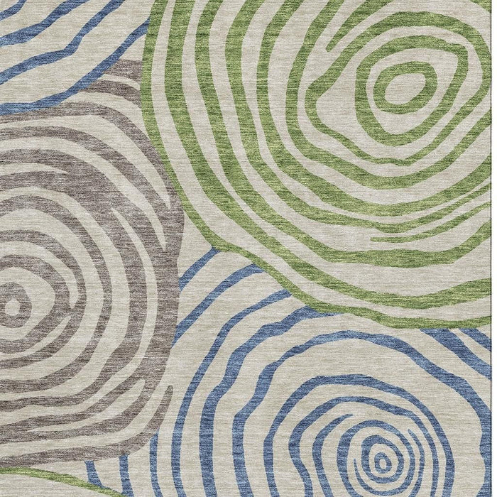 10' X 14' Abstract Washable Area Rug With UV Protection - Beige And Blue