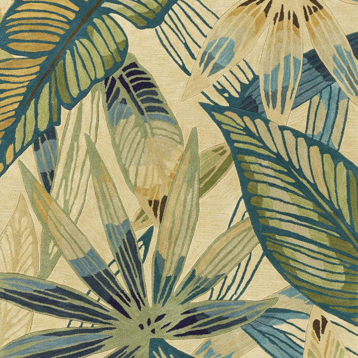 5' x 8' Wool Area Rug - Ivory Or Teal
