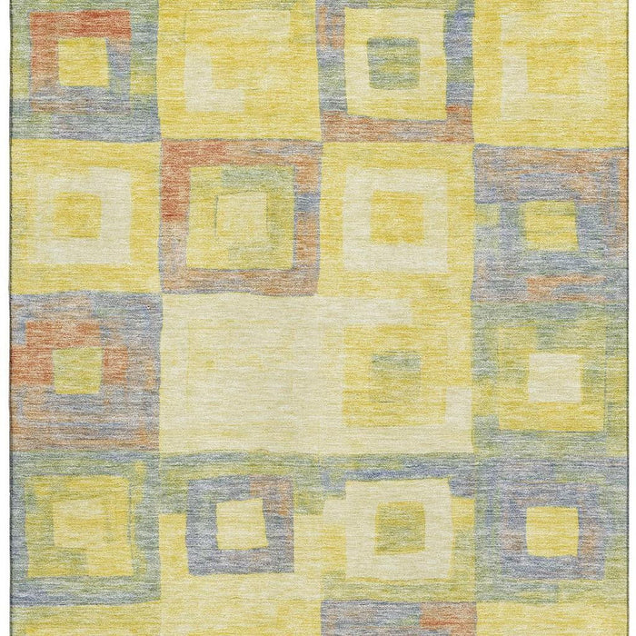 10' X 14' Geometric Washable Area Rug With UV Protection (686711) - Yellow / Orange / Purple / Ivory