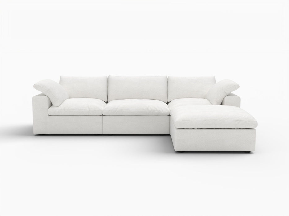 2 Piece Living Room Set Blend Modular Sofa And Ottoman Storage - White