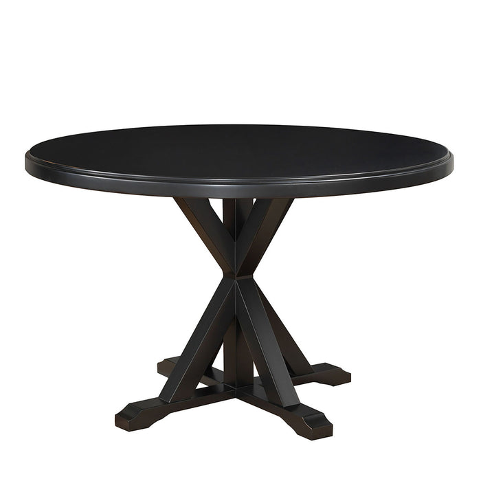 48" Wood Pedestal Base Round Top Dining Table - Black