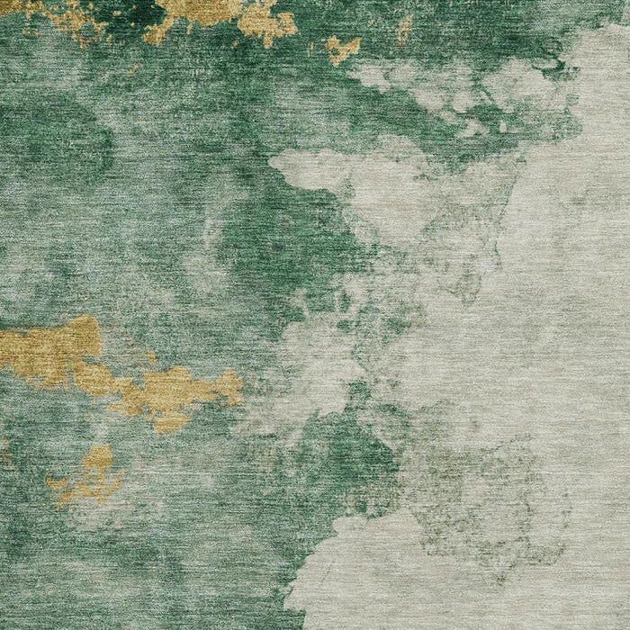 10' X 14' Abstract Washable Area Rug With UV Protection (718145) - Emerald / Gold