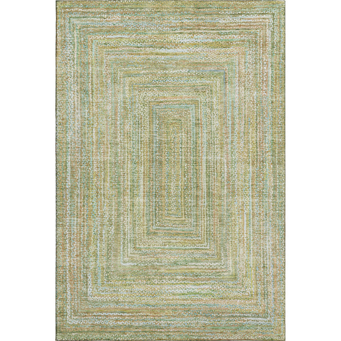 10' X 14' Geometric Washable Area Rug With UV Protection (699280) - Artichoke Green / Blue