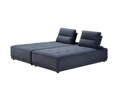 100% Polyester Stationary L Shaped Two Piece Sofa Chaise - Blue