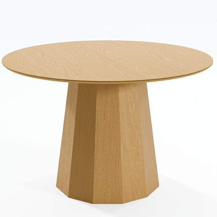 46'' Wood Pedestal Base Round Top Dining Table - Natural