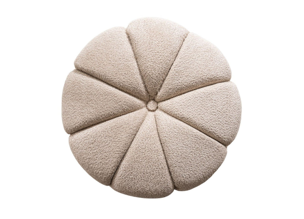 Tufted Boucle Tufted Round Ottoman - Taupe