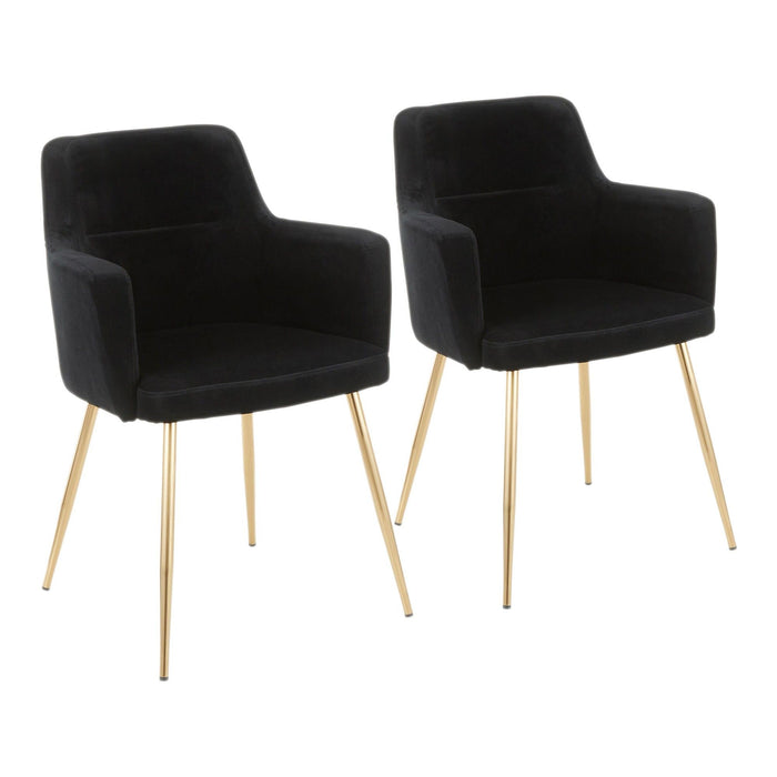 Andrew - Dining / Accent Chair (Set of 2) - Gold Metal And Black Velvet