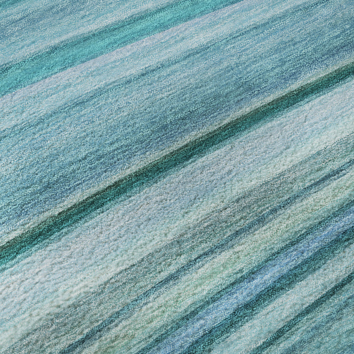 10' X 14' Abstract Washable Area Rug With UV Protection (650356) - Teal / Ivory
