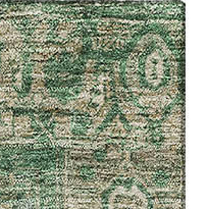 10' X 14' Oriental Washable Area Rug With UV Protection (692412) - Emerald / Ivory / Taupe