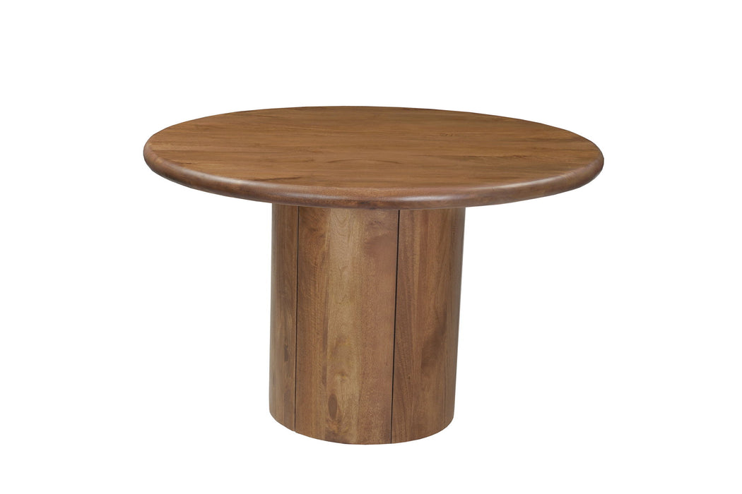48" Solid Wood Pedestal Base Round Top Dining Table - Brown