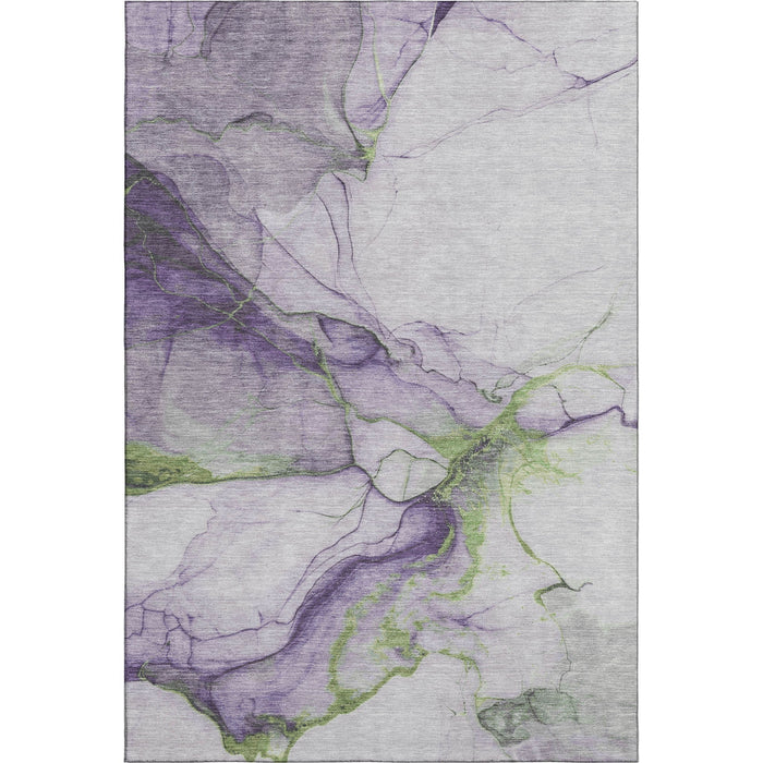 10' X 14' Abstract Washable Area Rug With UV Protection (697314) - Purple / Green / Ivory