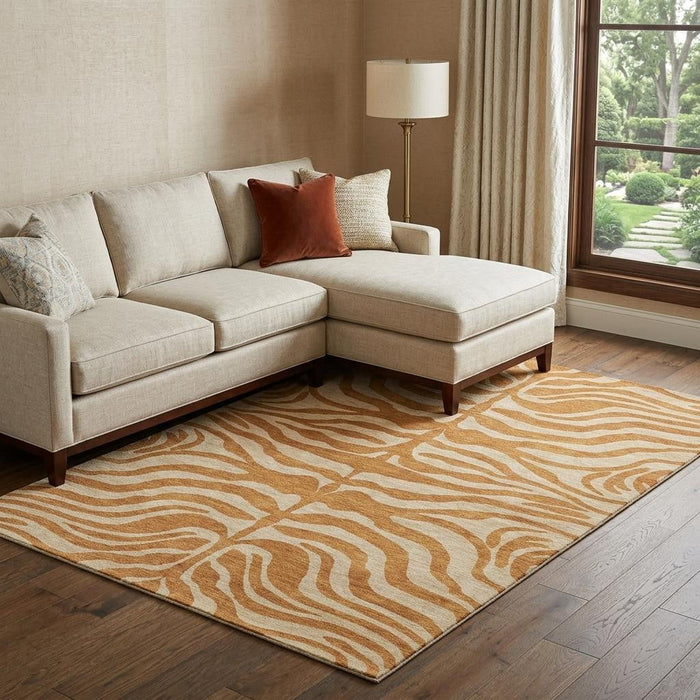 10' X 14' Animal Print Washable Area Rug With UV Protection (681797) - Rust / Beige