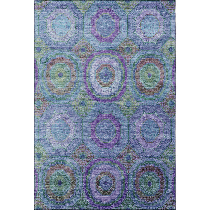 10' X 14' Geometric Washable Area Rug With UV Protection (716485) - Blue / Purple