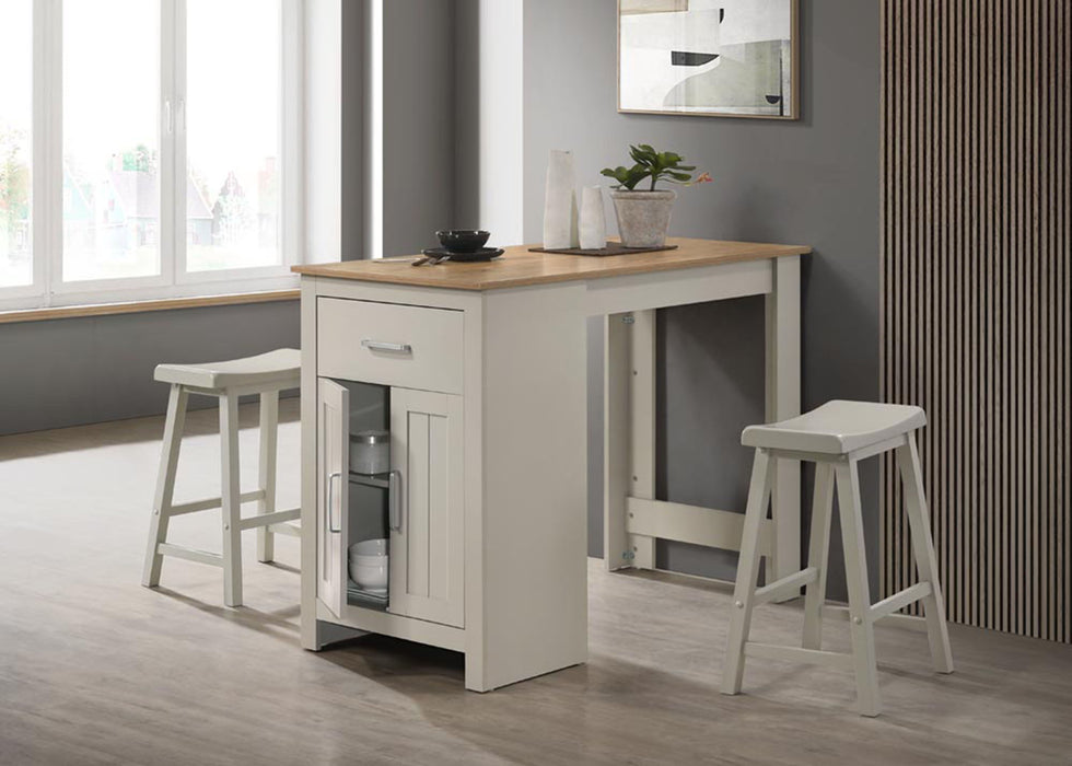 Giga Alonzo small space counter height dining set with table, cabinet, drawer, and two ergonomic stools in a compact design