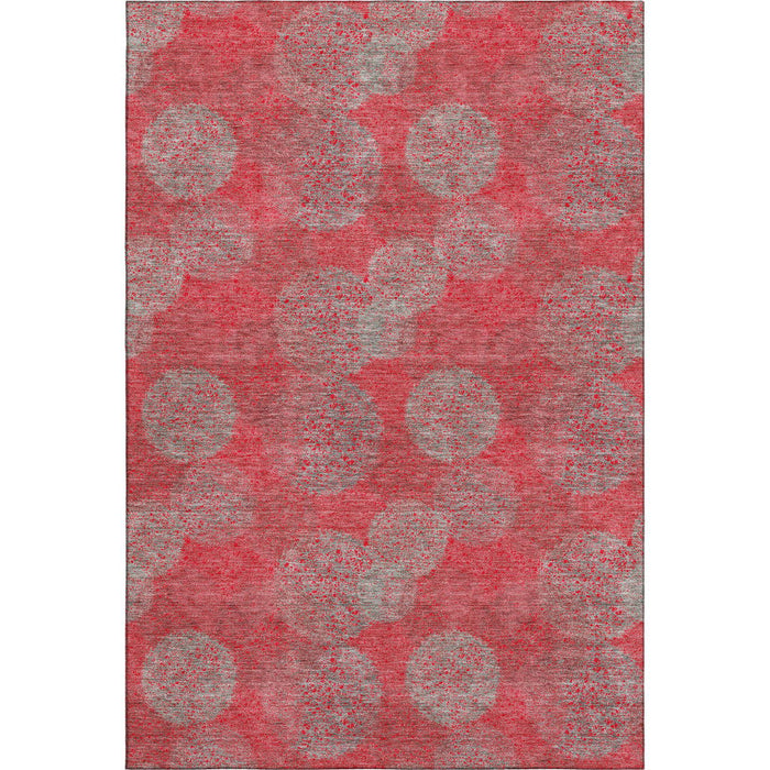 10' X 14' Abstract Washable Area Rug With UV Protection (677201) - Red / Gray / Silver