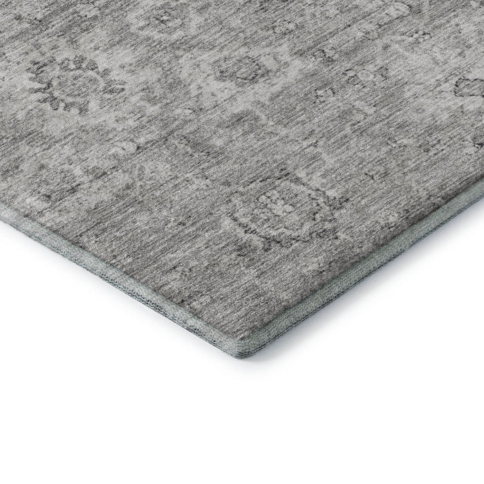 10' X 14' Damask Washable Area Rug With UV Protection (684064) - Gray / Silver