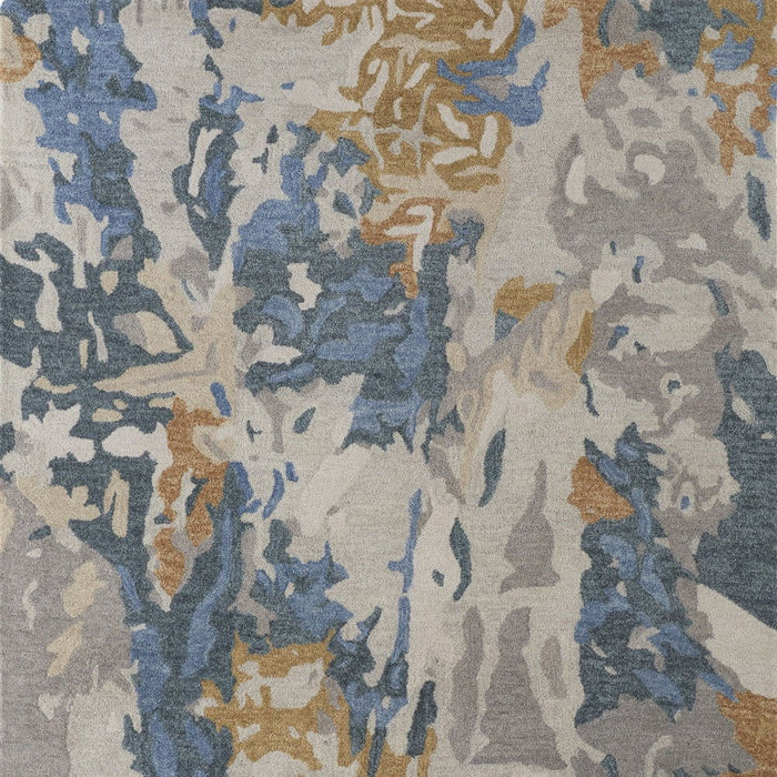 12' x 15' Wool Abstract Tufted Handmade Area Rug - Gray Blue And Gold